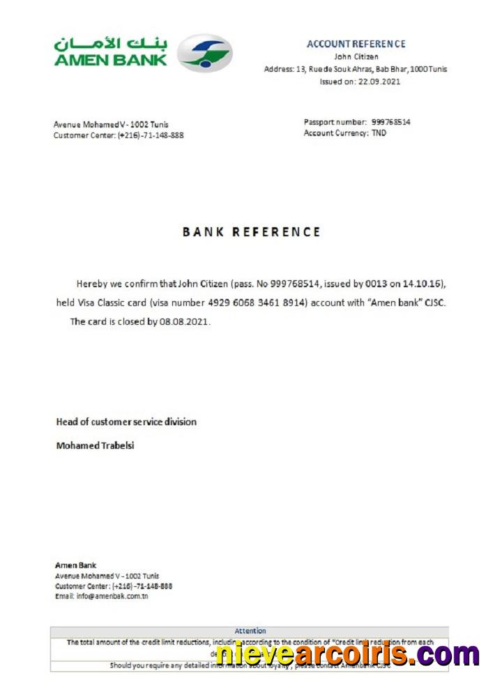 Tunisia Amen bank closure reference